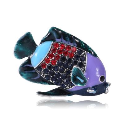 China Latest ALLOY Cartoon Enamel Fish Shaped Brooch Pins Black for sale