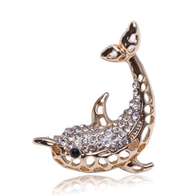 China New Korean Wedding Dress Dolphin Jewelry Diamond Alloy Crystal Brooch for sale