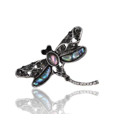 China Eco-Friendly Luxury Baroque Natural Shell Dragonfly Brooch Pin For Men for sale