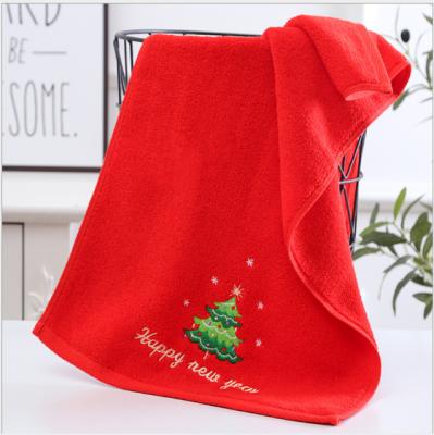 China Hot Sale Pattern Cotton Christmas Gifts Red Towels Safe For Embroidery Kids for sale