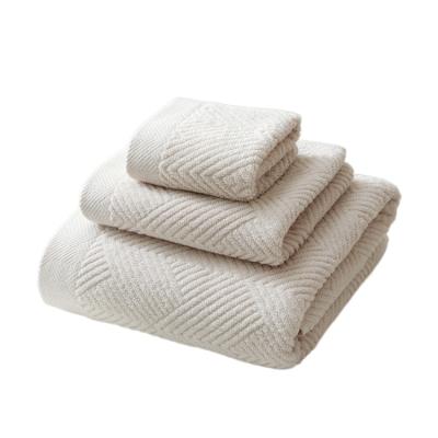 China Hot Sale QUICK DRY Pure Cotton Soft Absorbent Geometric Pattern Household Bath Towels Sets for sale