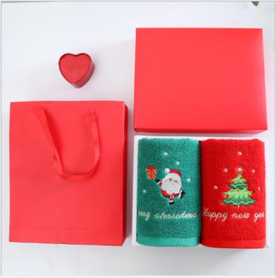 China QUICK DRY Holiday Limited Towels Cotton Face Towels 2 Pcs Christmas Gifts Towel Set for sale