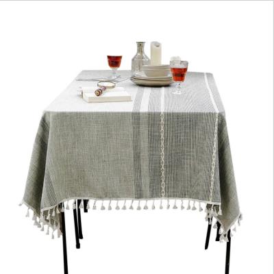 China Japanese style tassel waterproof cotton and dustproof household tablecloth linen designs for sale