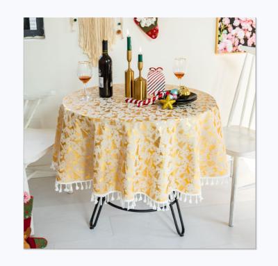 China European and American Christmas decoration tassel style waterproof canvas tablecloth for sale