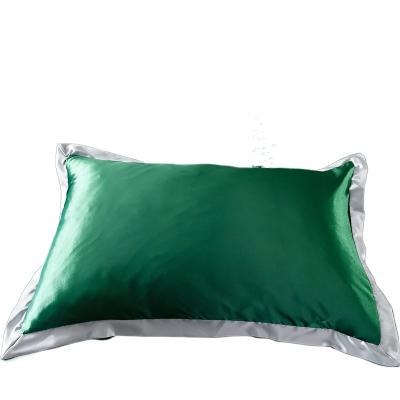 China Factory Sale Anti-static One Pair Nice Satin Bed Solid Color Silk Fabric Pillow Case for sale