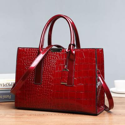 China High Quality Fashion Solid Color Crocodile Lacquer Luxury Modern Tote Bags Square Hard Handbags Women Handbags for sale