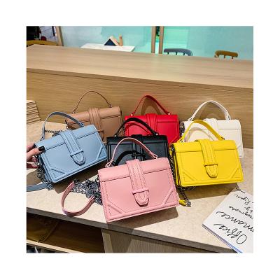 China Lady Square Lock Chain Flap Bags For Women 2020 Fashion PU Leather Cross - Body Bags Ladies Messenger Shoulder Bag Pure Color Handbags for sale