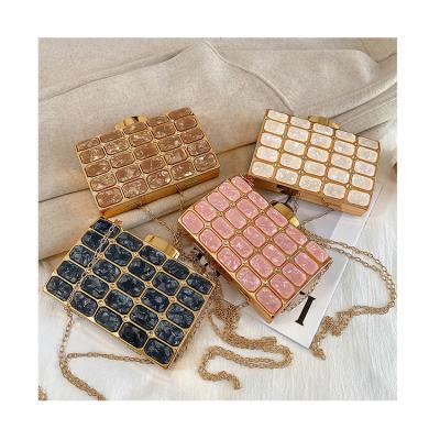 China New Fashion Diamond Clutch Marble Pattern Chain Square Cross - Body Bags Ladies Shoulder Bag Lady Bags Dinner Bag Purse for sale