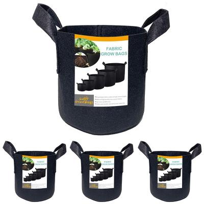 China Grow Bags Made of Non Woven Nonwoven Fabric OEM 1 3 5 7 10 15 20 30 Gallon Heavy Duty Felt Nonwoven Fabric Pot Sturdy Handle Plant Grow Bags For Home Roofs for sale