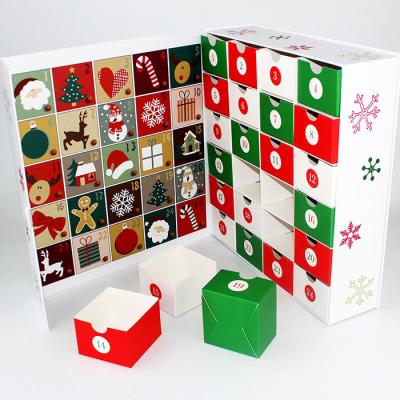 China Handmade Christmas Advent Calendar Cardboard Packaging Box with 24 drawers for sale