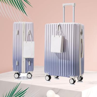 China ABS Gradient Color Travel Luggage Bag With Wheels And Lock Carry On Luggage ABS+PC Portable Travel Luggage Bag for sale