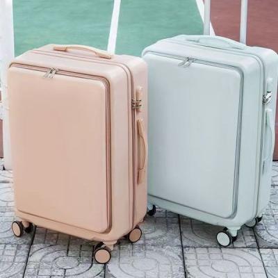 China 2023 New Fashion Factory Price Wholesale ABS Front Open Zipper Suitcase Luggage Travel Trolley Case Bag Sets for sale