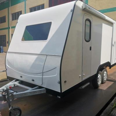 China Travel Trailer Road Toy Hauler With Double Bunk Bed In Rare for sale