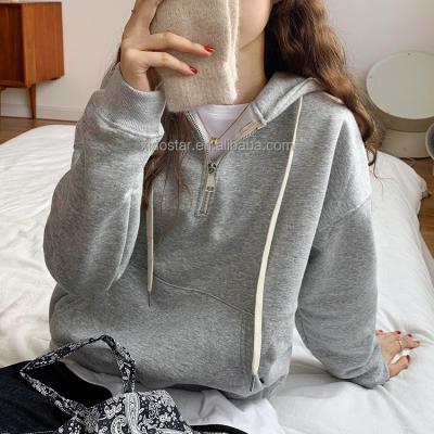 China 2021 fall and winter new viable solid color chest zipper sweater top for sale