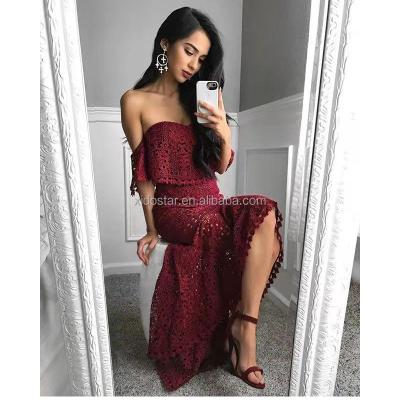 China Summer Women's Breathable Shoulder Burst Solid Color 2021 Suit Wrapped Chest Fish Two Piece Tail Long Mid Waist Lace Skirt for sale