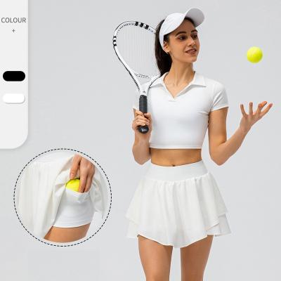 China 2 Sets In 1 Sports Skirt Activewear Women Breathable Tennis Wear Suit for sale