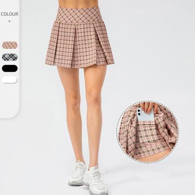 China Plaid Color 4 Way Stretch Breathable Quick Dry Activewear Sweat Wicking 2 In 1 Tennis Skirt for sale