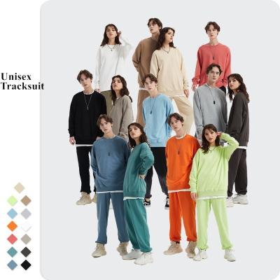 China Casual Unisex Tracksuit Streetwear Cotton Pullover Track Pants Breathable Tracksuit Set for sale