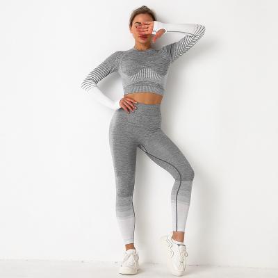 China Women Fitness Gym Breathable Nylon Seamless Training Wear 4 Way Stretch Sports Clothes Quick Dry Sweatsuit 6092 for sale