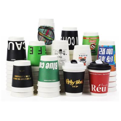 China Biodegradable High Quality Custom Logo Paper Coffee Cup Custom Single Wall Kraft Paper Hot Cup Double Wall White Paper Cups for sale