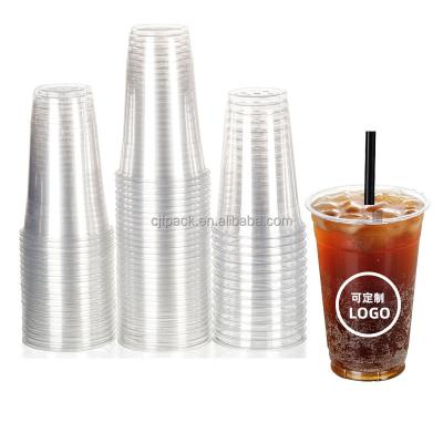 China Customize design to satisfy personal requirements Factory Plastic 16oz 24oz Milk Shake Cup Disposable PET Plastic Ice Coffee Cup With Dome Lid for sale