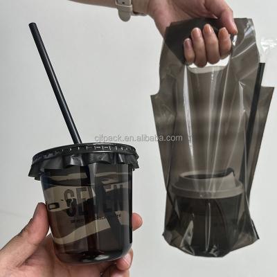 China Customize design to satisfy personal requirements Plastic Black PET Cup Custom Logo Ice Coffee Cool Cups and Black Cup Bags for sale