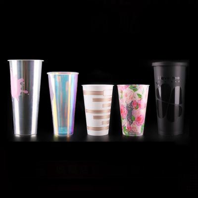 China Customize design to satisfy personal requirements Factory Disposable Inner Film Plastic Cup Boba Tea PP Cup Custom Plastic PP Hard Cups with Lids for sale