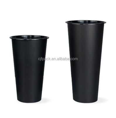 China Customize design to satisfy personal requirements Custom Logo Full Black Plastic PP Hard Cups Boba Pearl Milk Bubble Tea Disposable Injection Clear Cup for sale