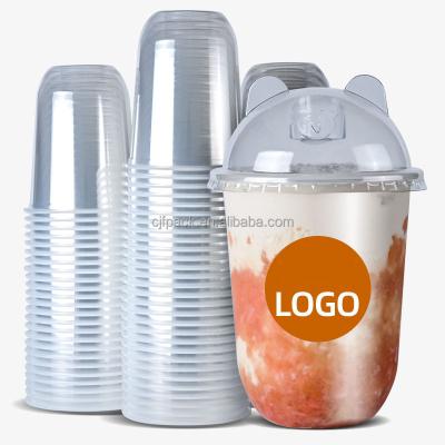 China Customize design to satisfy personal requirements Factory Custom Plastic PP Tea Cup U Shape Cups with Dome Lids Disposable Plastic Milk Tea Boba Cup for sale