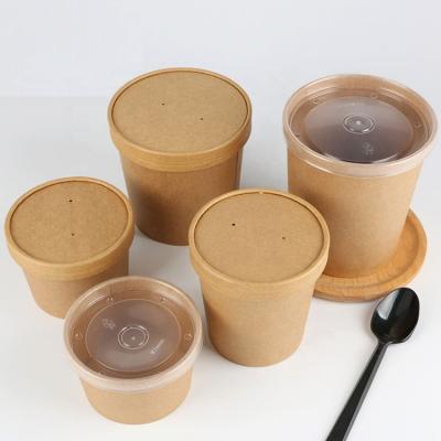 China Disposable Food Packing Paper Container Salad Bowls Kraft Paper Bowl With PP Lid From Factory Manufacturer for sale