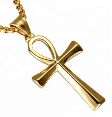 China European And American Shiny Ancient Egyptian Stainless Steel Mens Religious Hot Ankh Cross Pendant for sale