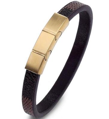 China CLASSIC hot sales fashion leather bracelet with stainless steel magnetic clasp for sale