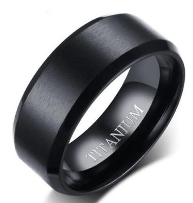 China New Single Hand Wholesale 8MM Wide Matte Finished Titanium Men's Rings Black Plating Single Ring for sale