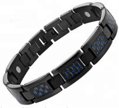 China High End Wholesale Mens Stainless Steel Carbon Fiber Inlay Power Health Energy Bracelet for sale