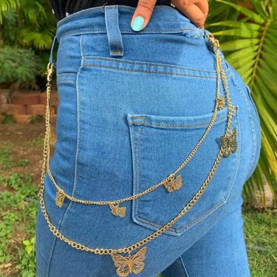 China Fashion MuXi Butterfly Waist Chain Pants Adjustable Double Chain Gift Alloy Party Body Chain for sale