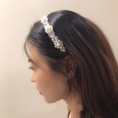 China MuXi Fashion Designer Hair Accessories Cute And Sweet Korean Hair Band Fairy Crystal Pearl Wedding Hair Accessories for sale