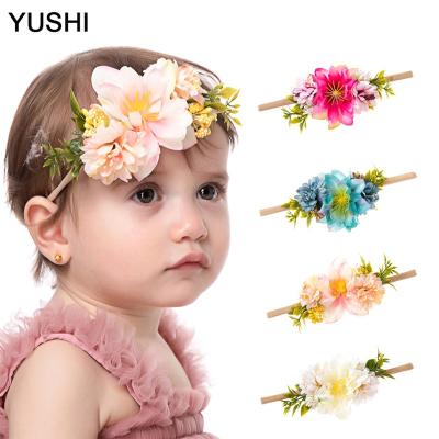 China 2021 European and American style MuXi hair accessories European and American flower baby simulation color nylon hair band for sale