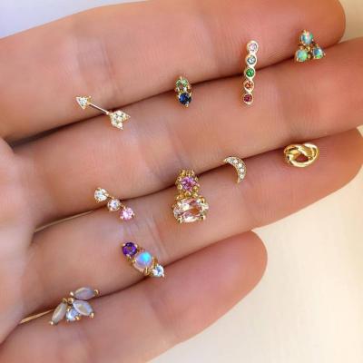 China MuXi Romantic Multicolor Diamond-studded Personality Temperament 5 Pairs Of Studs Earring For Women Set for sale