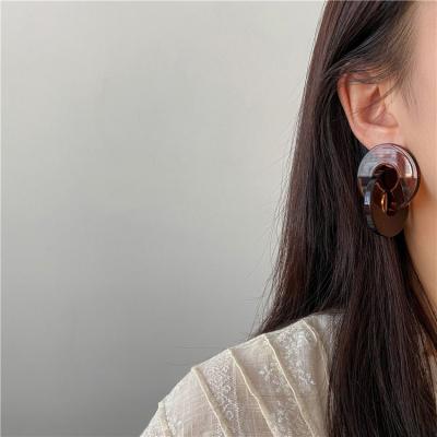 China Cute and fresh fashion silvery simple temperament needle MuXi S925 Brown prom dinner Korean transparent earrings for sale