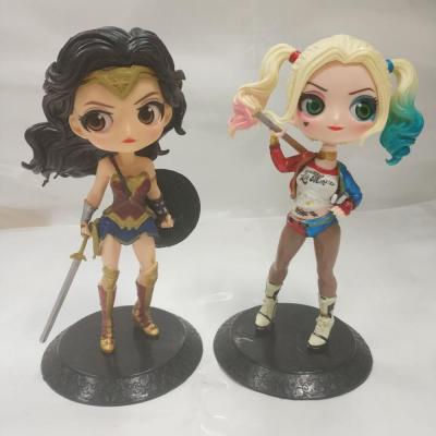 China Cartoon Figure Toy 12cm Superhero Wonder Woman Harley Quinn PVC Collectible Model Toy for sale