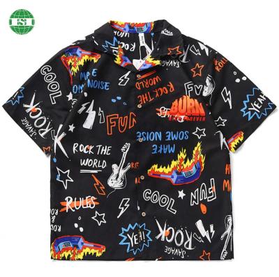 China QUICK DRY Sublimation Print Button Up T Shirt Mens Pattern Personalized for sale