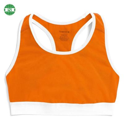 China Women Breathable Orange Color Cotton Spandex Bralette Custom Made Sports Bra Organic Bras For Girls for sale