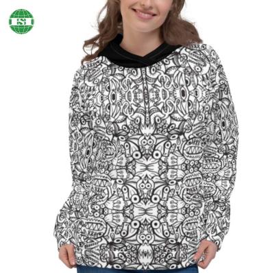 China Breathable Sublimation Print Graffiti Women Lady Hoodies Pull Over Or Zipper- Customized With Your Own Design for sale