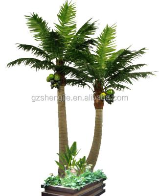 China Garden Decoration Artificial Coconut Palm Tree Plants, Two Trunks Artificial Coconut Tree, Landscape Design Coconut Tree With Bonsai for sale