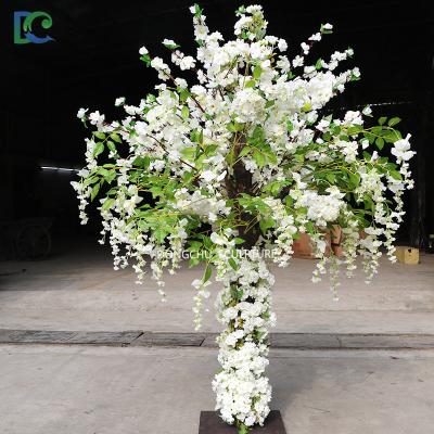 China Yellow Artificial Wisteria Tree Decoration White Wisteria Flower Tree For Wedding Stage In Hotel Banquet for sale