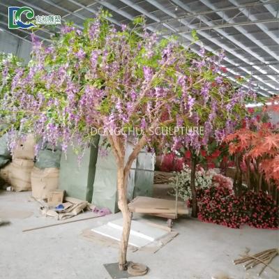 China Real Touch and Factory Price Guangzhou Cherry Blossom Tree Artificial Wisteria Tree Small Real Flower Trunk Tree Durable Artificial Purple Wisteria Flowers for sale