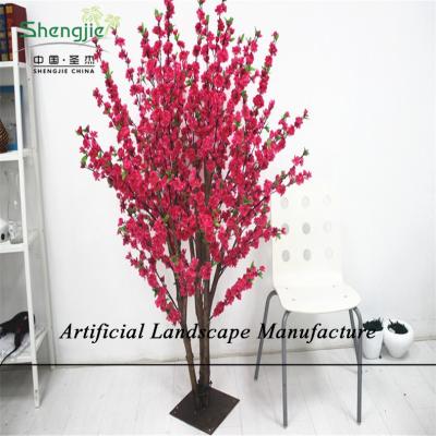 China SJZJN 315 High Simulation Fiberglass Rose Color Artificial Peach Blossom Tree /Peach Blossom Tree for sale