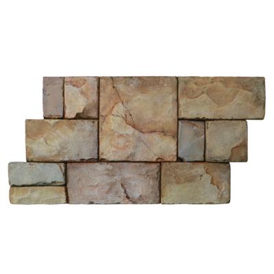 China Farmhouse Natural Travertine External Wall Tiles Z Shape Culture Stone Wall Panel for sale