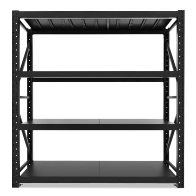 China Custom Heavy Duty Corrosion Protection Shelving 280 Kg/layer Garage Black 5 Tier Warehouse Storage Metal Stacking Shelf Rack Unit For Warehouse for sale