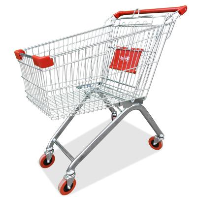 China Wholesale Factory Hand Push Supermarket Metal Trolley Durable Shopping Cart 4 Wheels for sale